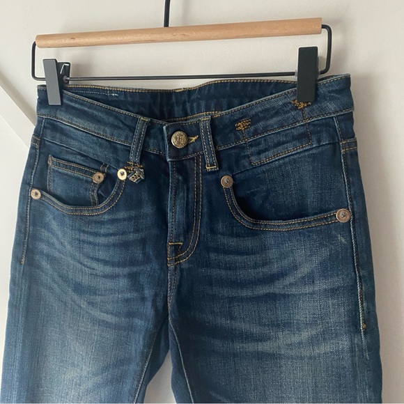 R13 Boy Skinny Mid Rise Dark Wash Jeans - 24 - Picture 5 of 13